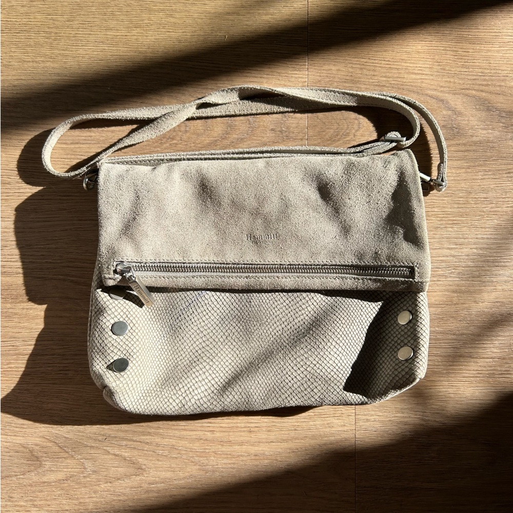 Hammitt VIP Large Clutch Grey Snakeskin Suede/Leather Bag